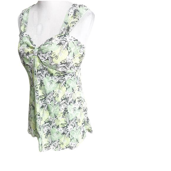 JKLA California Women’s Y2K Tank Chiffon Size Large Green White Sweetheart Neck - Picture 2 of 14